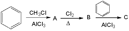 Provide the structures of the intermediate products and final product in the following reaction sequence.  
