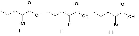 <strong>Which of the following is the strongest acid? </strong> A) I B) II C) III D) IV E) V
