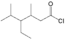 <strong>What is the IUPAC name for the following compound? </strong> A) 3-ethyl-2,4-dimethylpentanoyl chloride B) 4-ethyl-3,5-dimethylpentanoyl chloride C) 3-ethyl-2,4-dimethylhexanoyl chloride D) 4-ethyl-3,5-dimethylhexanoyl chloride E) 3,4,5-trimethylhexanoyl chloride