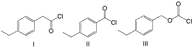 <strong>Provide the structure for 4-ethylbenzoyl chloride. </strong> A) I B) II C) III D) IV E) V