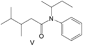 <strong>Provide the structure for N-phenyl-N-propyl-2,3-dimethylbutanamide? </strong> A) I B) II C) III D) IV E) V
