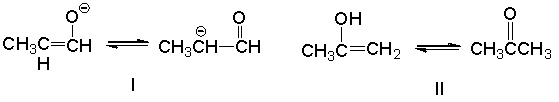 <strong>Which of the following is (are) a keto-enol tautomeric pair(s)? </strong> A) I B) II C) III D) I and II E) I and III