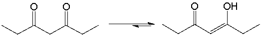 <strong>Which of the following statements explains the keto-enol equilibrium shown below? </strong> A) simple enols are more stable B) the enol tautomer is stabilized by the conjugated \pi system C) the enol tautomer is stabilized by the intramolecular hydrogen bonding D) the diketone is less coplanar E) both B and C