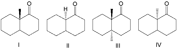 <strong>Which one of the following compounds would undergo racemization at the \alpha -stereocenter in the presence of a base? </strong> A) I B) II C) III D) IV E) none of these