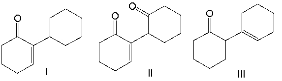 <strong>Predict the product when cyclohexanone reacts with aqueous sodium hydroxide at 100<sup>°</sup>C. </strong> A) I B) II C) III D) IV E) V