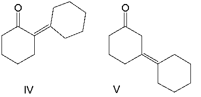 <strong>Predict the product when cyclohexanone reacts with aqueous sodium hydroxide at 100<sup>°</sup>C. </strong> A) I B) II C) III D) IV E) V