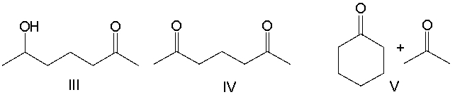 <strong>Provide the reactant(s) that would give the following possible aldol condensation product. </strong> A) I B) II C) III D) IV E) V
