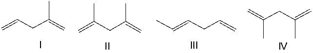 <strong>Predict the major product for the following reaction. </strong> A) I B) II C) III D) IV E) I and III