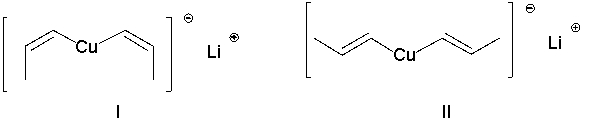 <strong>Which of the following Gilman reagents could be used with a vinyl halide to afford the (E,E)-diene shown below? Select all that apply. </strong> A) I B) II C) III D) IV E) II and III