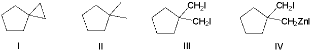 <strong>What product results in the following reaction? </strong> A) I B) II C) III D) IV