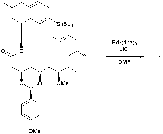 Biselyngbyolide A is a cytotoxic natural product that shows promise for the treatment of bone lytic diseases. Shown below is a recent synthesis of this molecule (Org. Lett. 2014, 16, 2858). Give the structure of intermediate 1 and Biselyngbyolide A. Hint: PPTS is a strong organic acid.