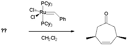 What diene is the reactant in the following ring-closing metathesis reaction?