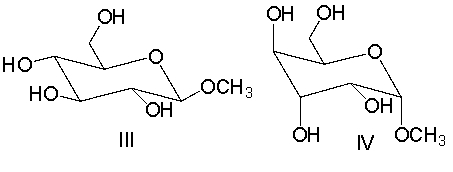 <strong>Which of the following compound(s) is a glycoside? </strong> A) I B) II C) II and III D) III and IV E) II, III and IV