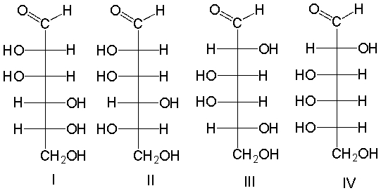 <strong>Which of the following compounds is(are) an epimer(s) of D-glucose? </strong> A) I B) II C) I and III D) II andIV E) I and II