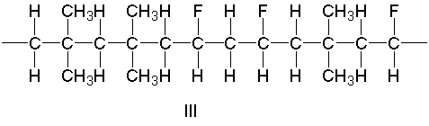 <strong>Which of the following is a region of a random copolymer constructed from isobutylene and vinyl fluoride? </strong> A) I B) II C) III D) IV E) none of these