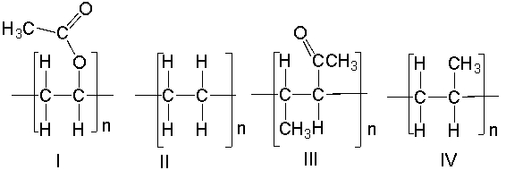 <strong>Which of the following polymers would be best prepared using anionic polymerization? </strong> A) I B) II C) III D) IV E) none of these