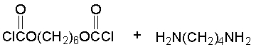 Provide the structure of a region of the polymer that is produced when the following monomers are treated in the presence of dilute NaOH.