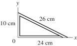 <strong>As shown in the figure, a 60-cm length of uniform wire, of mass 60 g, is bent into a right triangle. What are the x and y coordinates of the center of mass (or center of gravity) of this triangle? </strong> A) (8.0 cm, 3.0 cm) B) (8.0 cm, 5.0 cm) C) (9.0 cm, 4.0 cm) D) (10 cm, 3.0 cm) E) (10 cm, 5.0 cm)