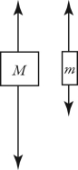 <strong>Two unequal masses M and m (M > m) are connected by a light cord passing over a pulley of negligible mass, as shown in the figure. When released, the system accelerates. Friction is negligible. Which figure below gives the correct free-body force diagrams for the two masses in the moving system? </strong> A) B) C) D)