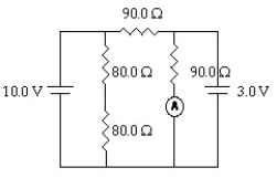 <strong>For the circuit shown in the figure, what current does the ideal ammeter read? </strong> A) 0.033 A B) 0.078 A C) 0.23 A D) 0.12 A