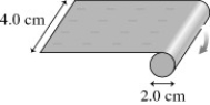 <strong>The figure shows a 2.0-cm diameter roller that turns at 90 rpm. A 4.0-cm wide plastic film is being wrapped onto the roller, and this plastic carries an excess electric charge having a uniform surface charge density of 5.0 nC/cm<sup>2</sup>. What is the current of the moving film? </strong> A) 190 nA B) 23 μA C) 30 nA D) 11 μA
