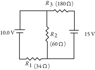 For the circuit shown in the figure,what is the current through resistor R<sub>3</sub>?