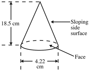 A cone is resting on a tabletop as shown in the figure with its face horizontal.A uniform electric field of magnitude 4550 N/C points vertically upward.How much electric flux passes through the sloping side surface area of the cone?