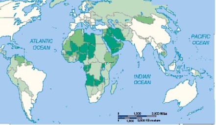-The lightly shaded countries in the above map have diversified export bases.The darkly shaded countries depend on ________ for foreign exchange (export earnings).