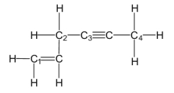 Which of the labeled carbon atoms (C<sub>1</sub>-C<sub>4</sub>)is/are sp hybridized?