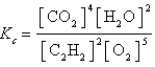<strong>Which expression correctly describes the equilibrium constant K<sub>c</sub> for the following reaction?  </strong> A)   B)   C)   D)   E)   <div style=padding-top: 35px> 