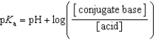 <strong>Which of the following mathematical expressions is the Henderson-Hasselbalch equation?</strong> A) B) C) D) E)