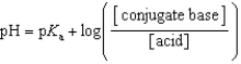 <strong>Which of the following mathematical expressions is the Henderson-Hasselbalch equation?</strong> A) B) C) D) E)
