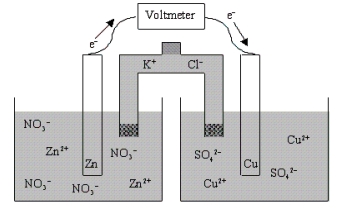 Which of the following statements is true concerning the voltaic cell shown below?