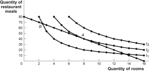 Use the following to answer questions : Figure: The Optimal Consumption Bundle -(Figure: The Optimal Consumption Bundle)Use Figure The Optimal Consumption Bundle.Which of the following could lead to an optimal consumption bundle on indifference curve I<sub>3</sub>?