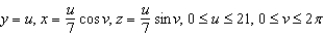 <strong>Write a set of parametric equations for the surface of revolution obtained by revolving the graph of the function about the given axis. </strong> A) B) C) D) E)