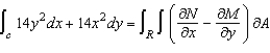 Verify Green's Theorem by evaluating both integrals for the path C defined as the boundary of the region lying between the graphs of and .