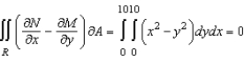 <strong>Verify Green's Theorem by setting up and evaluating both integrals for the path C: square with vertices (0,0), (10,0), (10,10), (0,10).</strong> A) B) C) D) E)