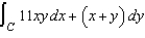 Use Green's Theorem to evaluate the integral for the path C: boundary of the region lying between the graphs of and .