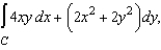 Find the value of the line integral   where C is an ellipse   from   to   . (Hint: If   is conservative, the integration may be easier on an alternate path.)