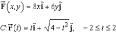 Evaluate   where C is represented by   .  