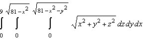 Convert the integral below from rectangular coordinates to both cylindrical and spherical coordinates, and evaluate the simpler iterated integral.  