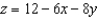 Set up a triple integral for the volume of the solid bounded by the coordinate planes and the plane given below.  