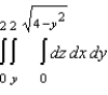 Sketch the solid whose volume is given by the iterated integral given below and use the sketch to rewrite the integral using the indicated order of integration.   Rewrite the integral using the order   .
