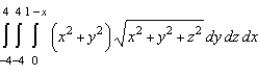 <strong>Set up a triple integral that gives the moment of inertia about the -axis of the solid region Q of density given below. </strong> A) B) C) D) E)
