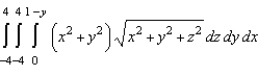 <strong>Set up a triple integral that gives the moment of inertia about the -axis of the solid region Q of density given below. </strong> A) B) C) D) E)