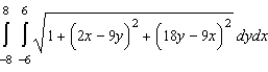 <strong>Set up a double integral that gives the area of the surface of the graph of f over the region R. </strong> A) B) C) D) E)