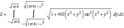 <strong>Set up a double integral that gives the area of the surface on the graph of over the region .</strong> A) B) C) D) E)