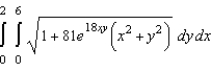 <strong>Set up a double integral that gives the area of the surface of the graph of f over the region R. </strong> A) B) C) D) E)