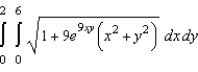 <strong>Set up a double integral that gives the area of the surface of the graph of f over the region R. </strong> A) B) C) D) E)