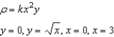 Find the mass and moments of inertia of the lamina, of given density, bounded by the graphs of the equations given below and use them to find the radii of gyration about the axes.  